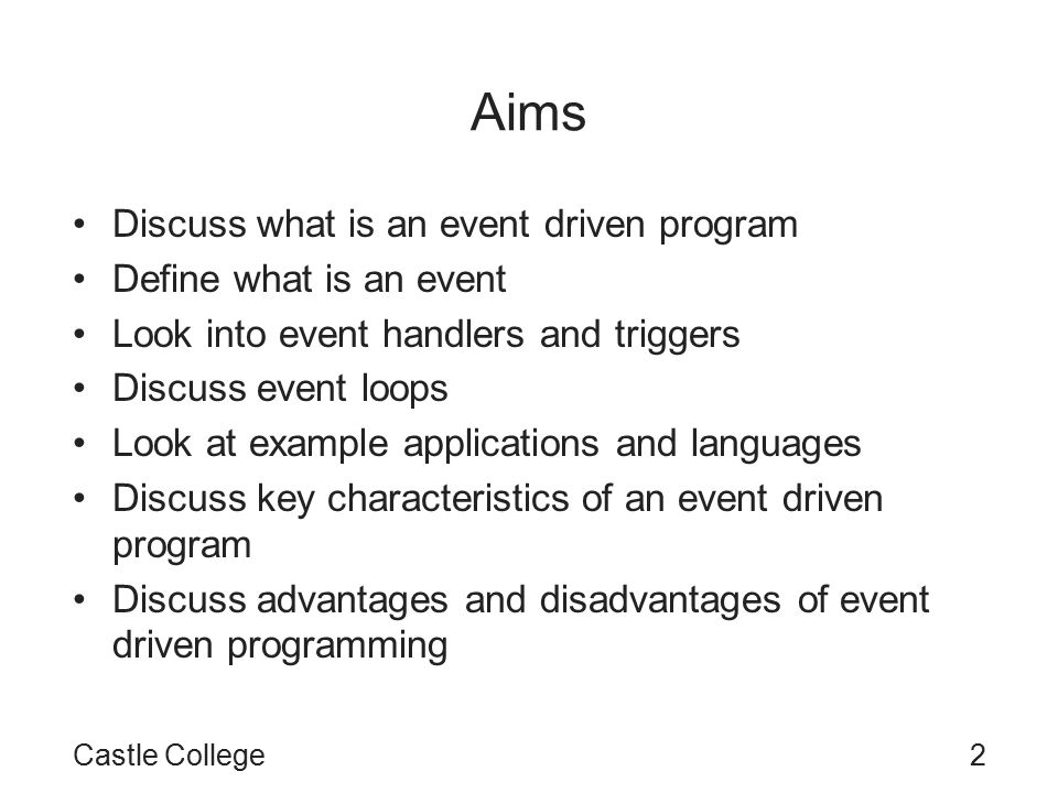 key features of event driven programming
