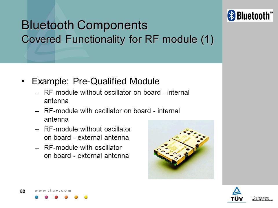 Bluetooth Components Covered Functionality for RF module (1)