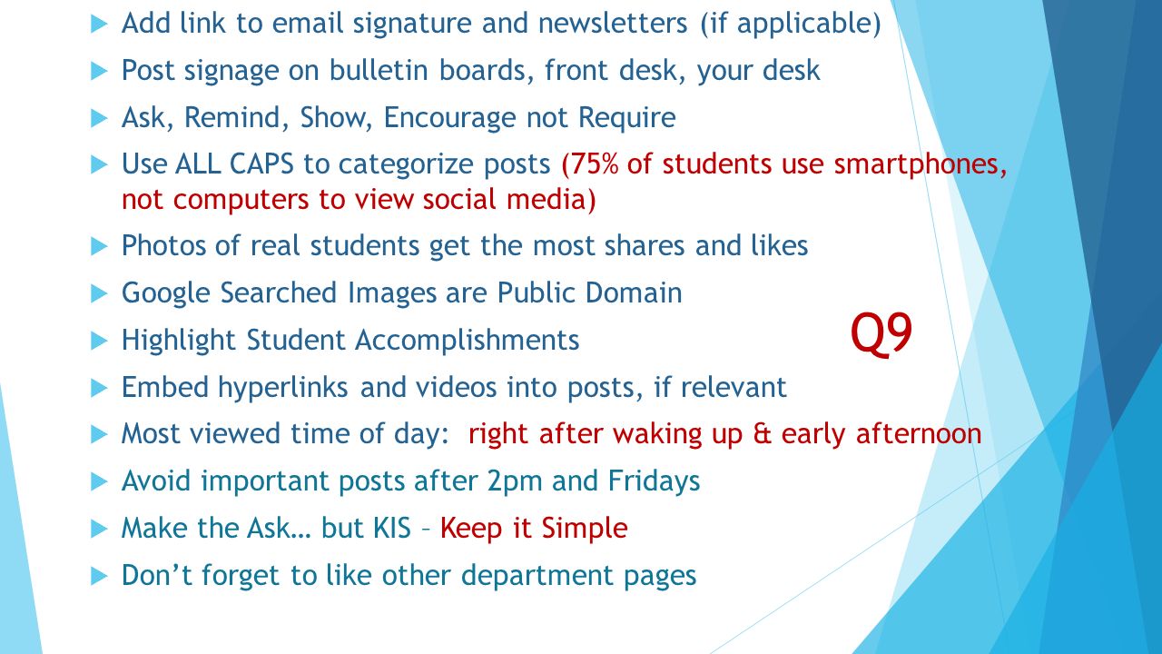 Q9 Add link to  signature and newsletters (if applicable)