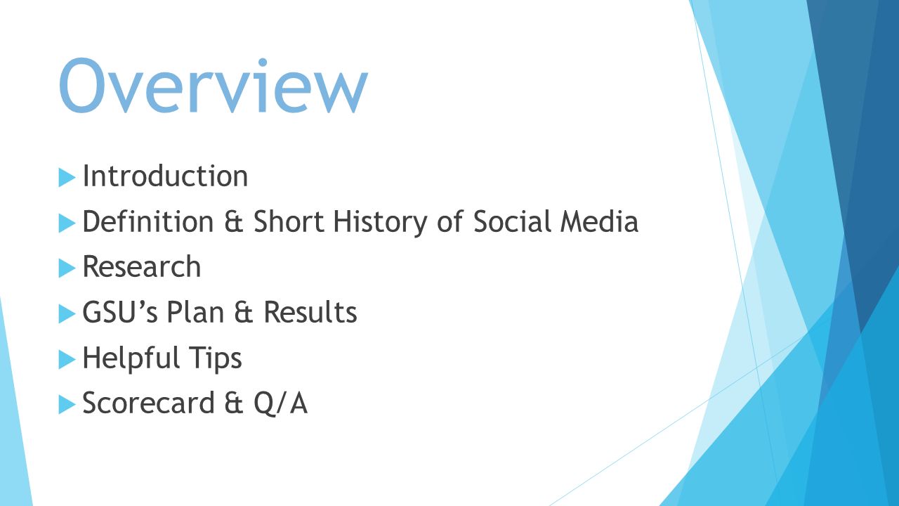 Overview Introduction Definition & Short History of Social Media