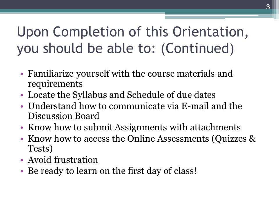 Orientation Course Materials