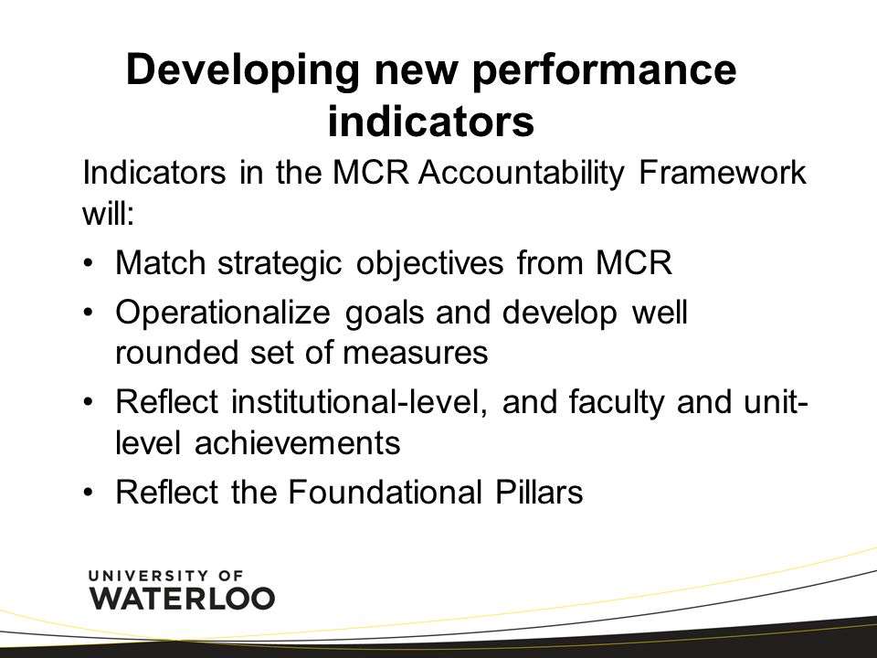 Developing new performance indicators