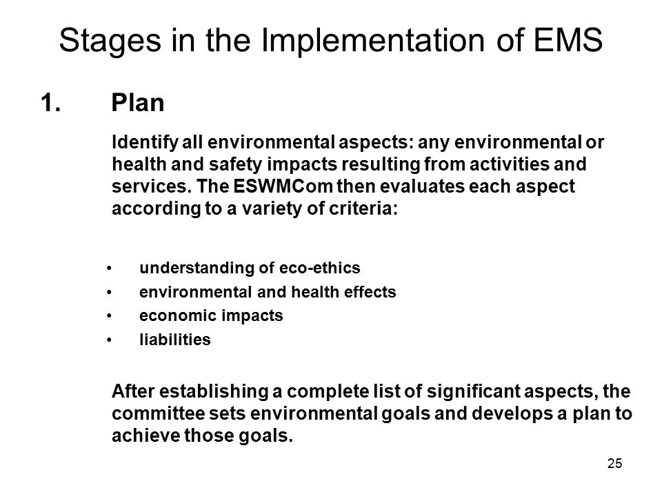 Stages in the Implementation of EMS