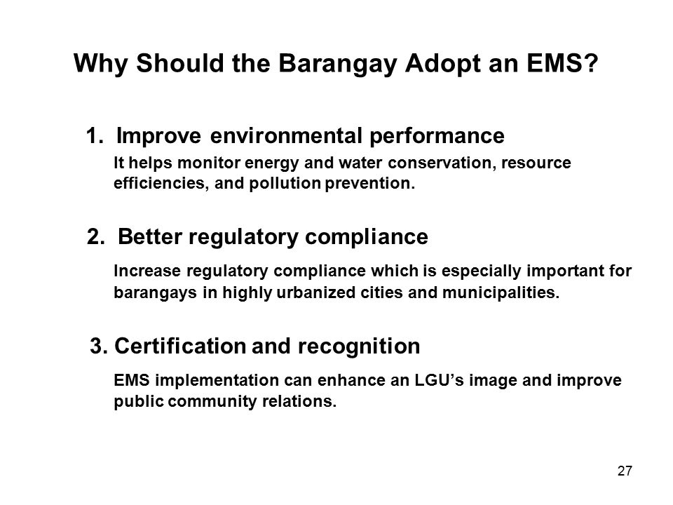 Why Should the Barangay Adopt an EMS