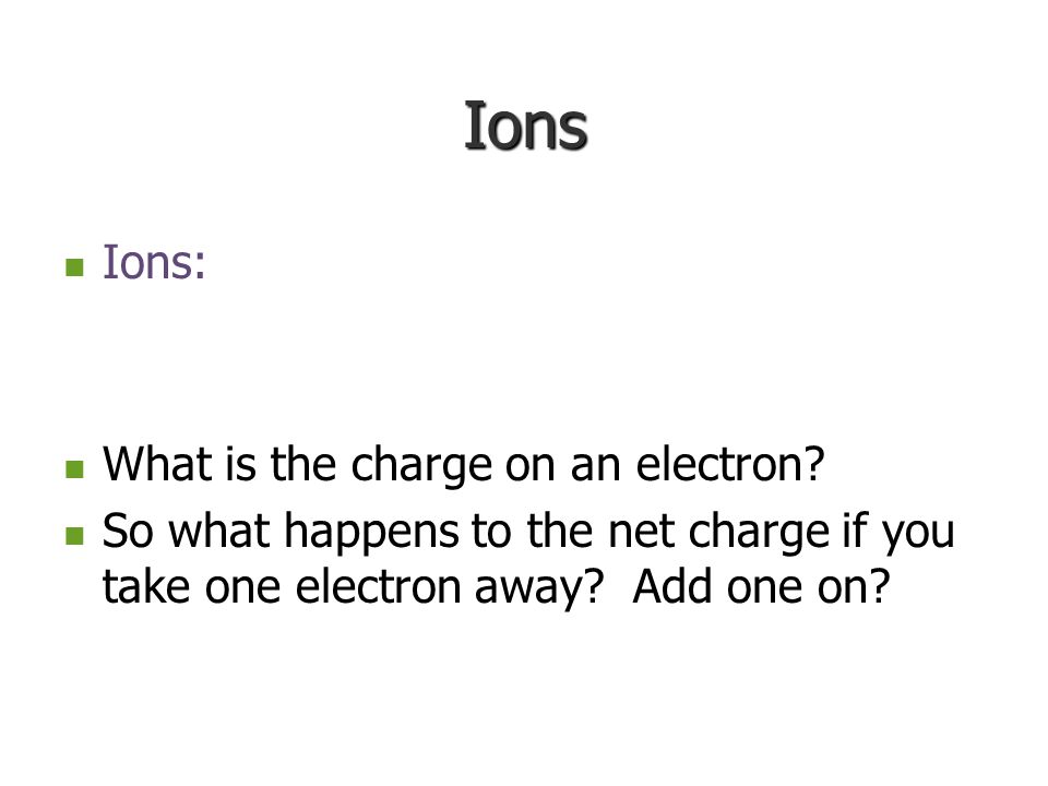 Ions Ions: What is the charge on an electron