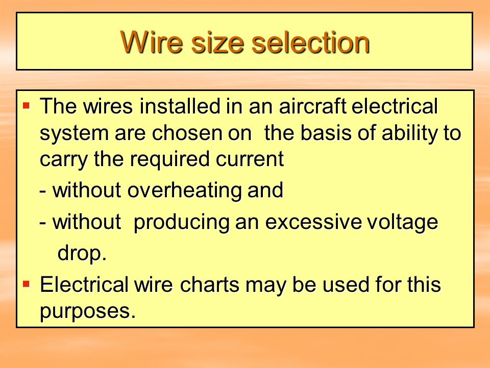 Aircraft Electrical Wire Size Chart