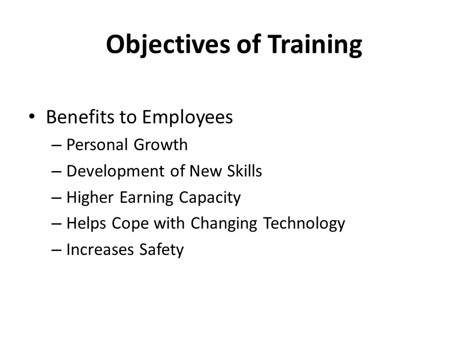 Objectives of Training
