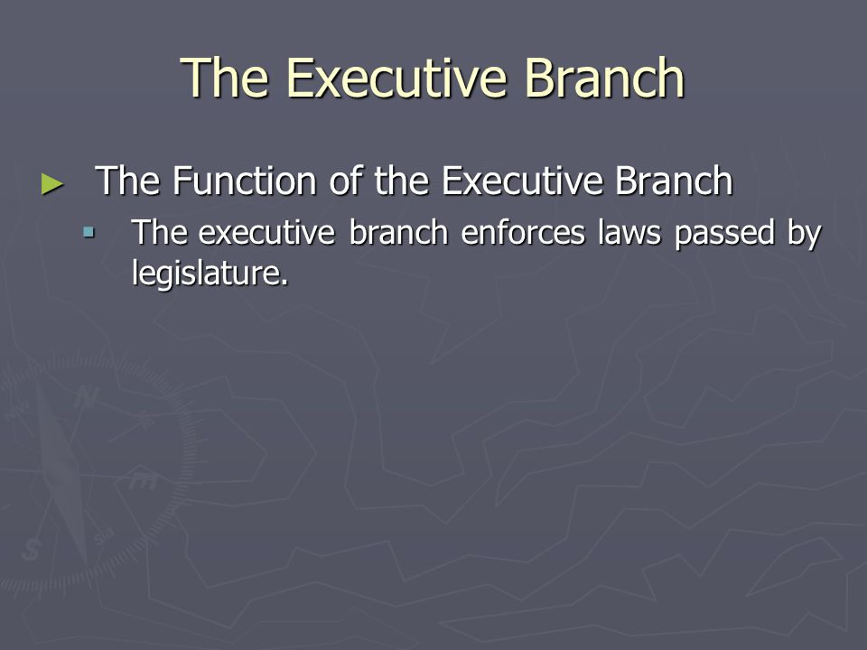 The Executive Branch The Function of the Executive Branch