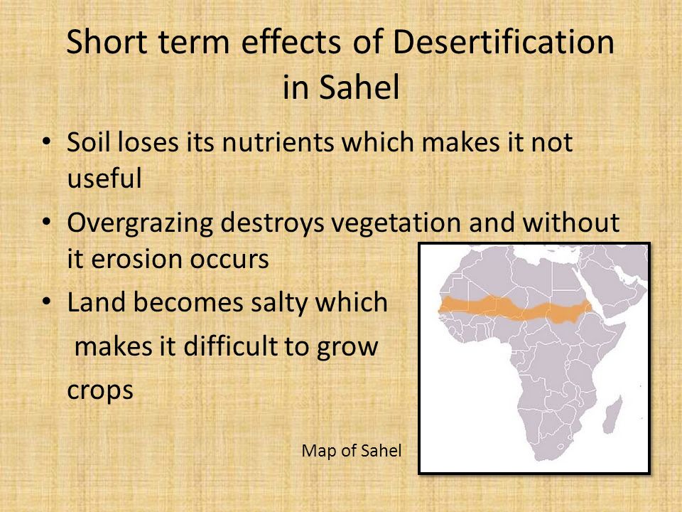 Short term effects of Desertification in Sahel