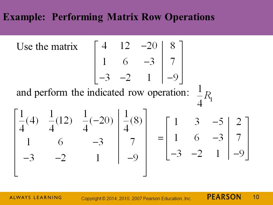 Example: Performing Matrix Row Operations