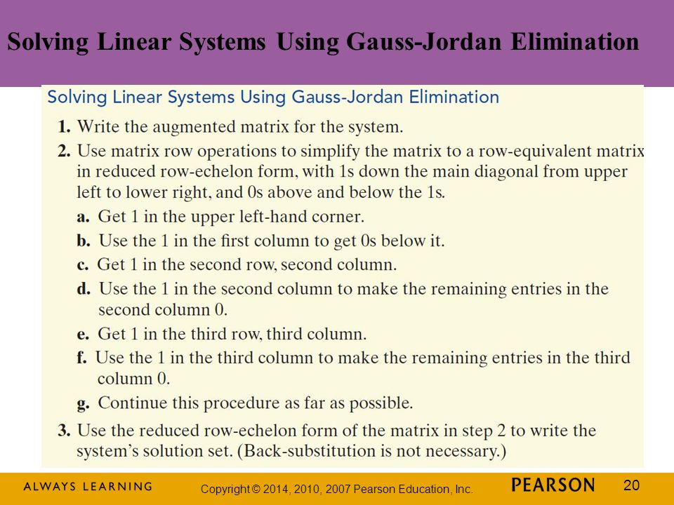 Solving Linear Systems Using Gauss-Jordan Elimination
