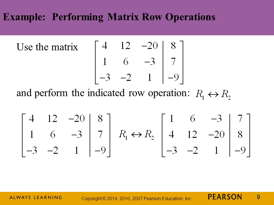 Example: Performing Matrix Row Operations