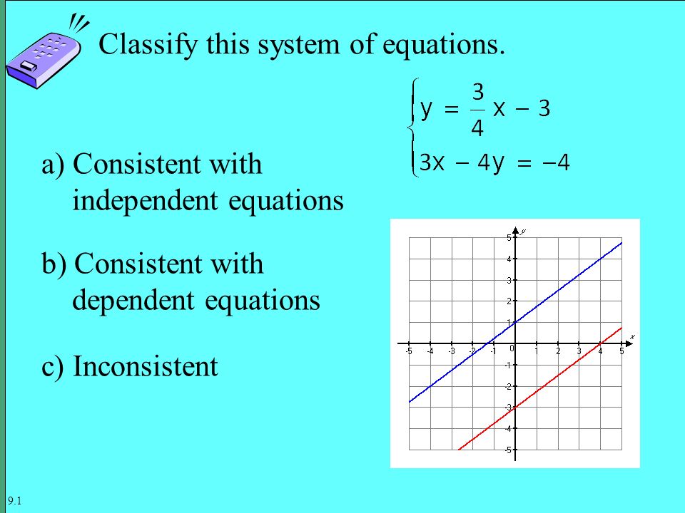 Classify this system of equations.