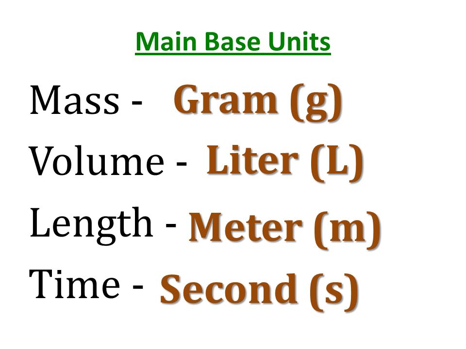 Mass - Volume - Length - Time -