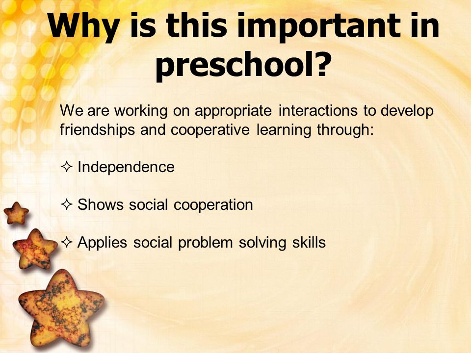 Why is this important in preschool