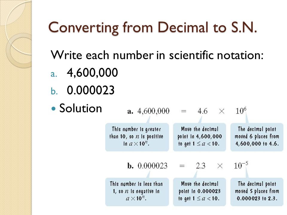 Converting from Decimal to S.N.