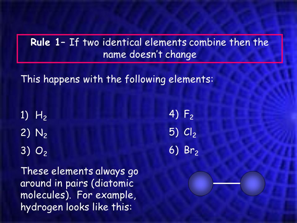 Rule 1– If two identical elements combine then the name doesn’t change
