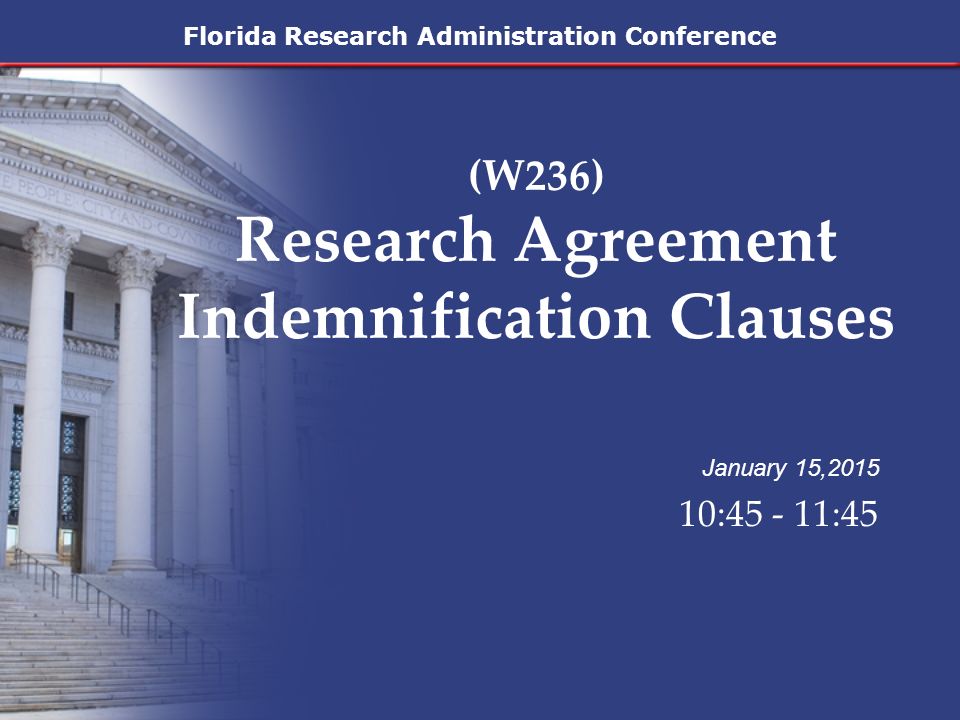 (W236) Research Agreement Indemnification Clauses ppt video online