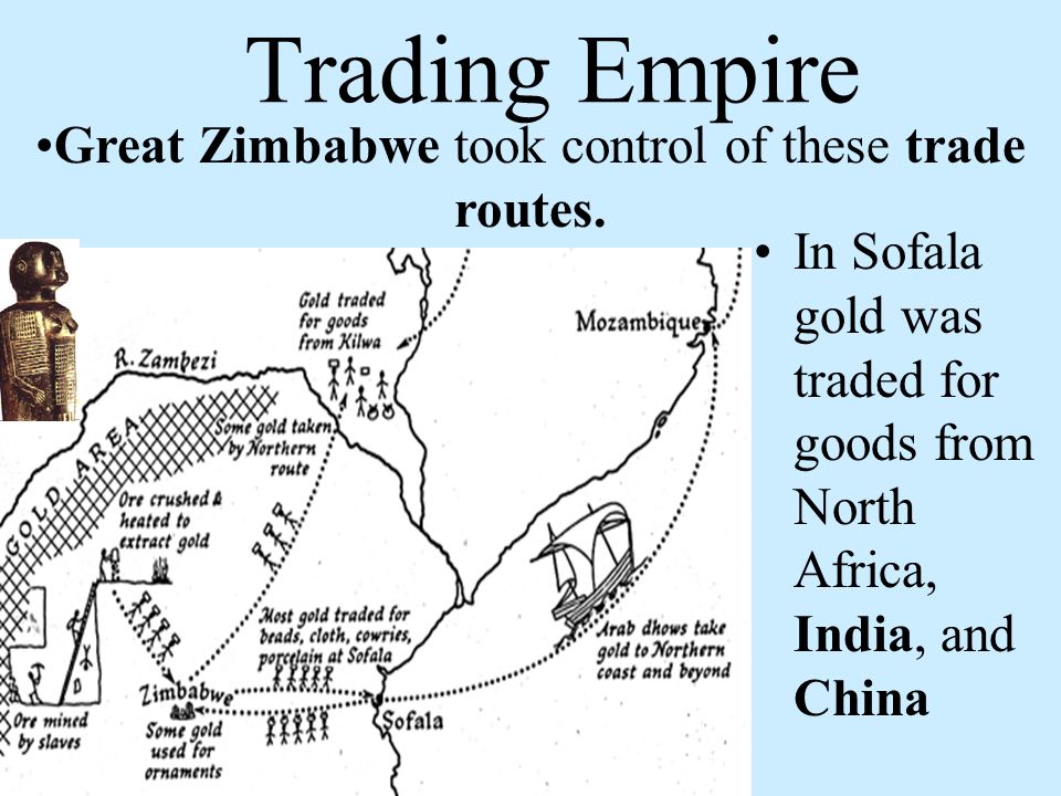 Great Zimbabwe took control of these trade routes.