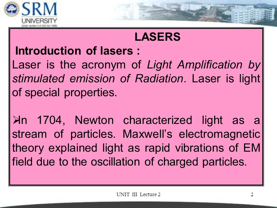 PH 0101 UNIT-3 LECT - 2 INTRODUCTION OF LASERS : BASIC PRINCIPLE : - ppt  video online download