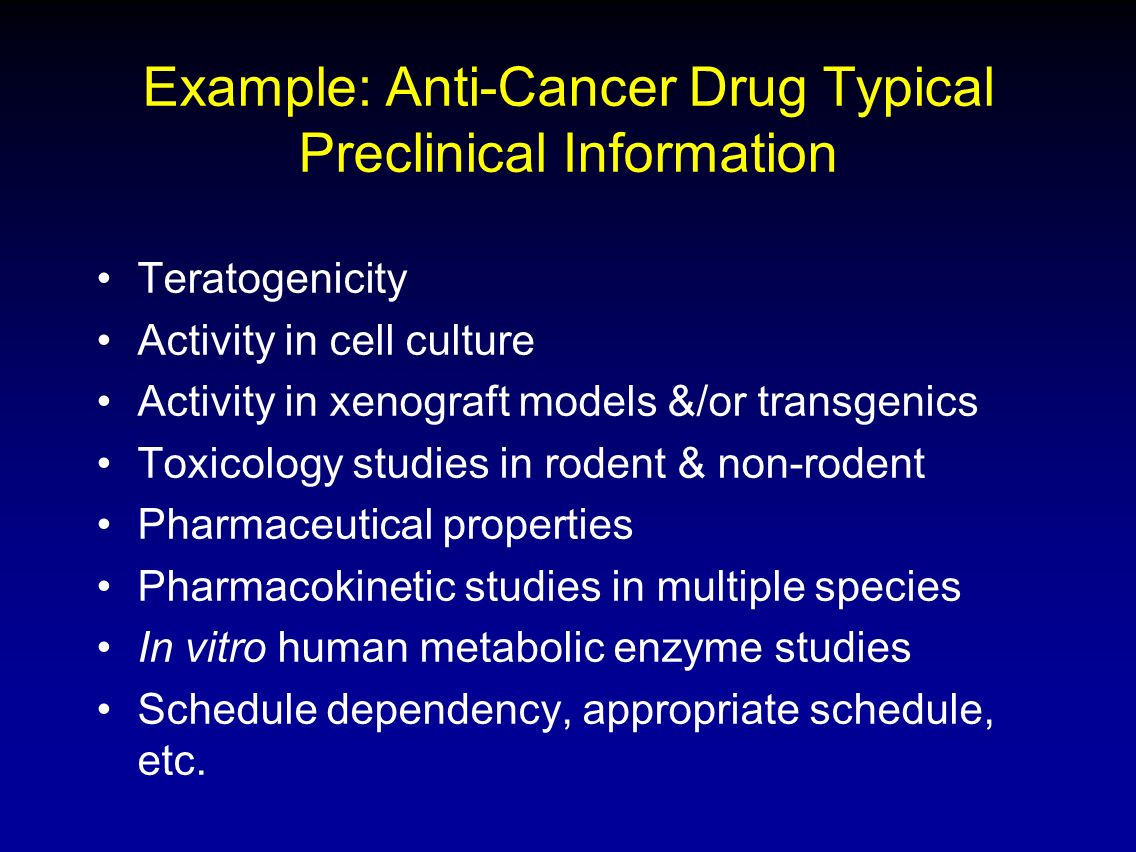 Example: Anti-Cancer Drug Typical Preclinical Information