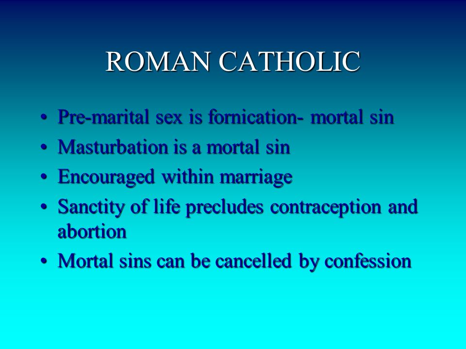 catholic view on premarital sex