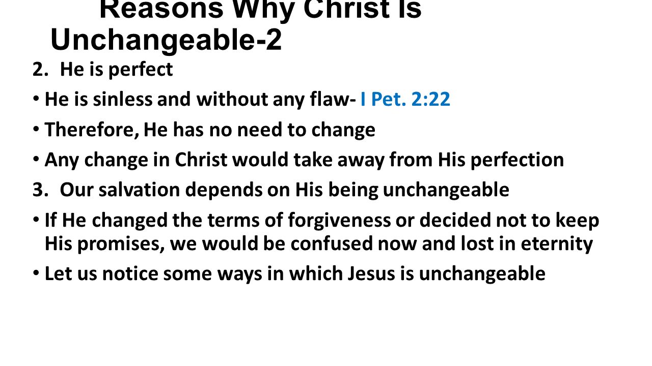 Reasons Why Christ Is Unchangeable-2