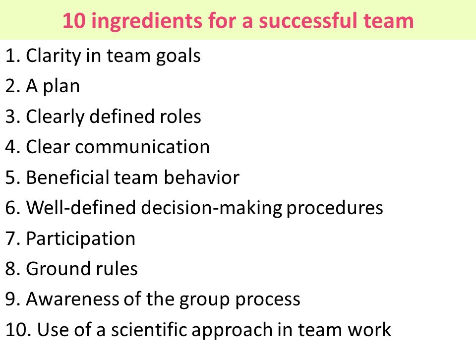 10 ingredients for a successful team