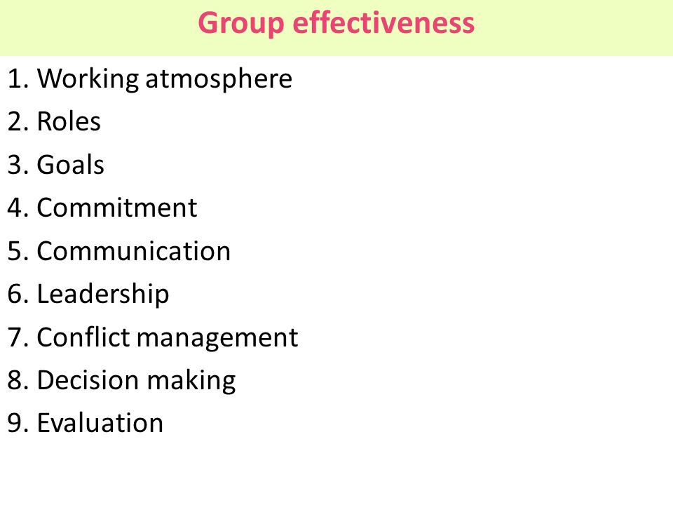 Group effectiveness