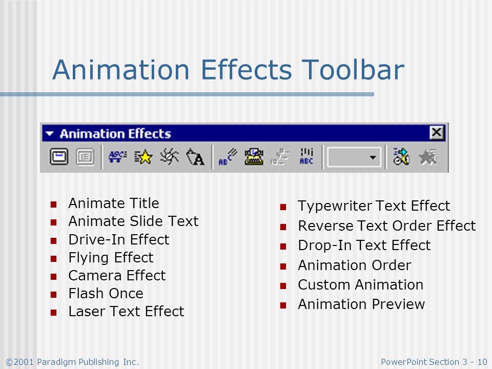 Animation Effects Toolbar
