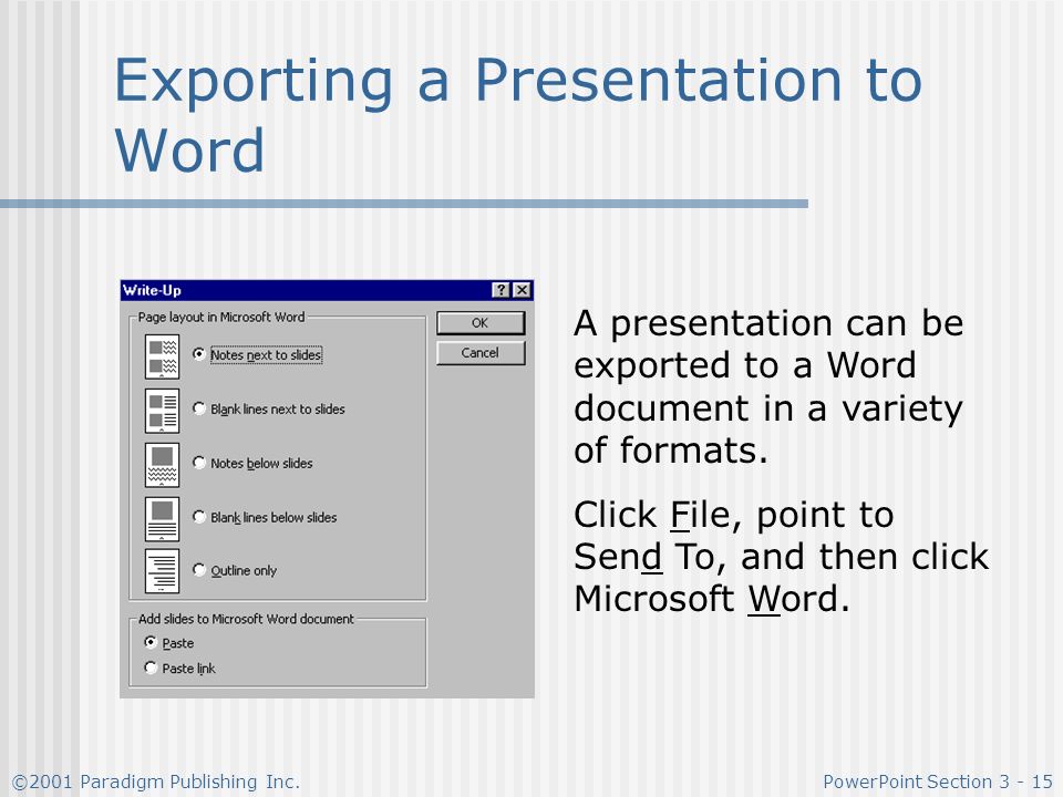 Exporting a Presentation to Word