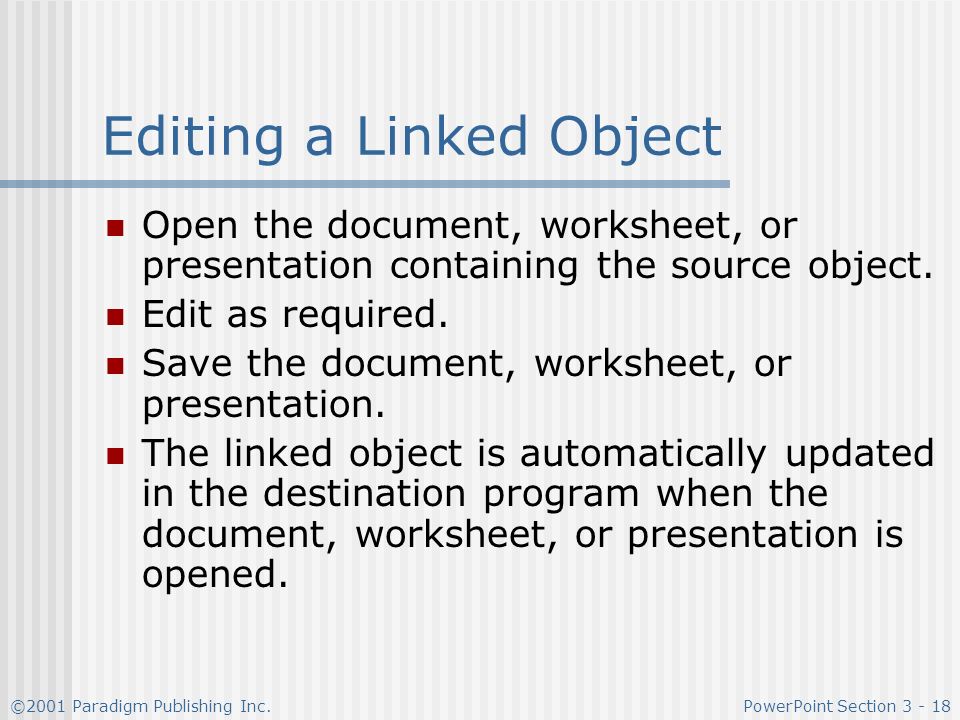 Editing a Linked Object