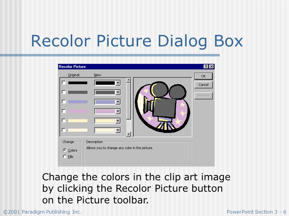 Recolor Picture Dialog Box