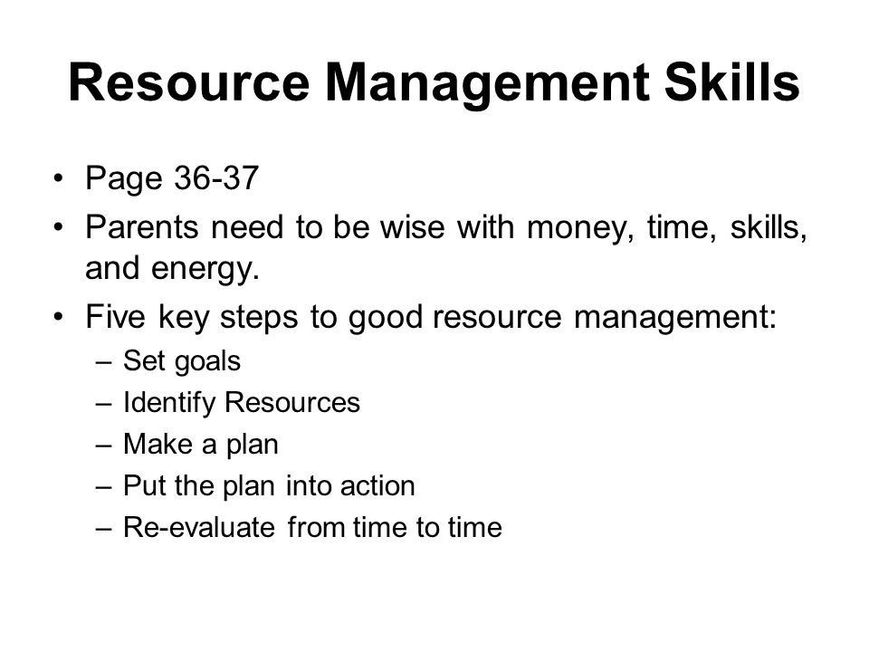 Resource Management Skills