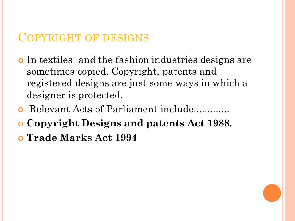 Copyright of designs
