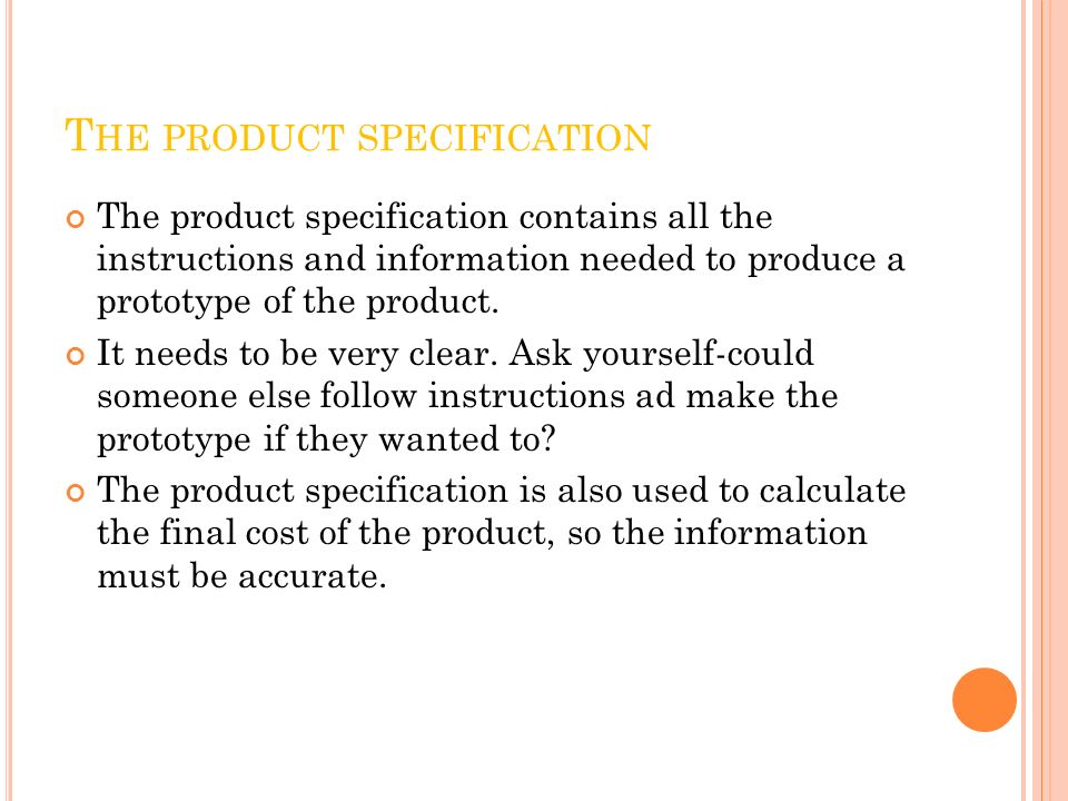 The product specification