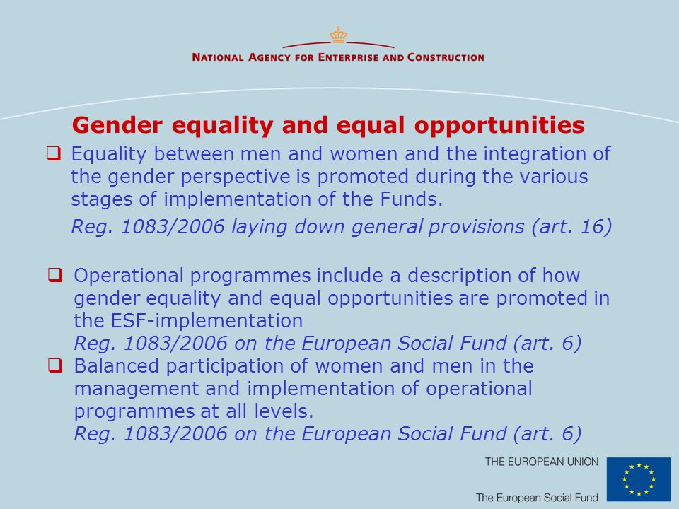 Gender equality and equal opportunities
