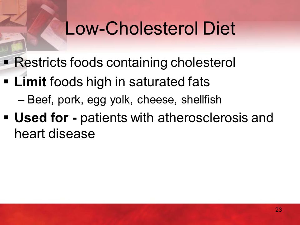 Low-Cholesterol Diet Restricts foods containing cholesterol