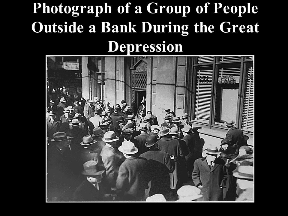 Photograph of a Group of People Outside a Bank During the Great Depression