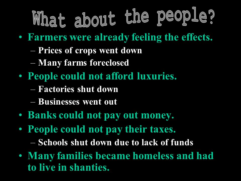 What about the people Farmers were already feeling the effects.
