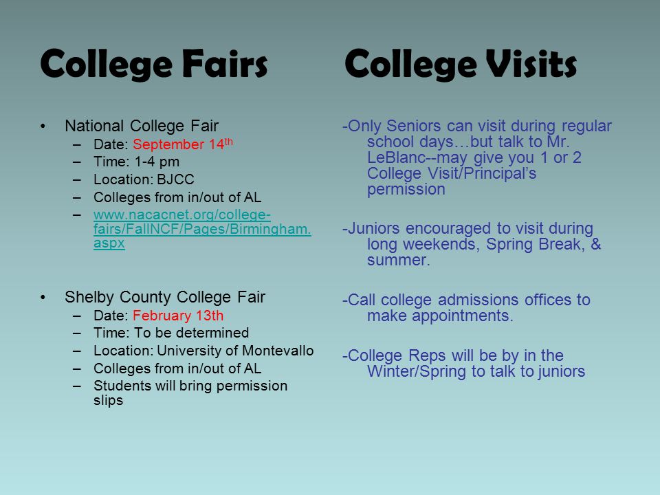 College Fairs College Visits