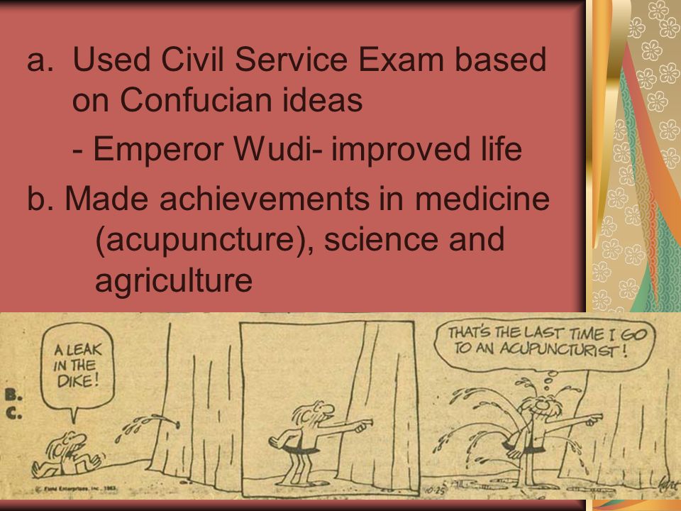 Used Civil Service Exam based on Confucian ideas