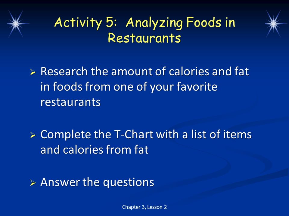 Activity 5: Analyzing Foods in Restaurants