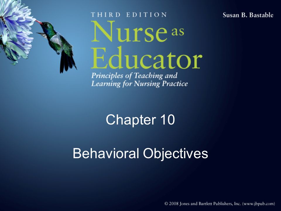 Chapter 10 Behavioral Objectives
