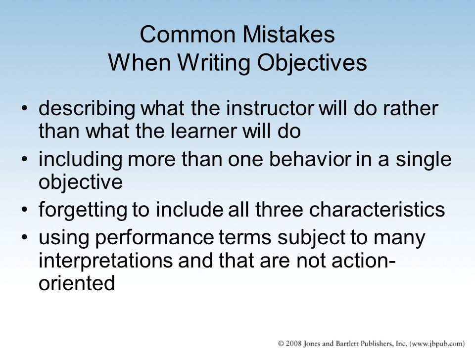 Common Mistakes When Writing Objectives