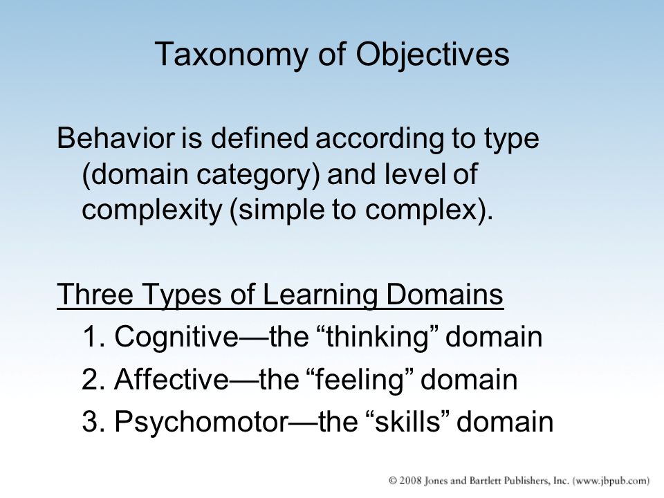 Taxonomy of Objectives