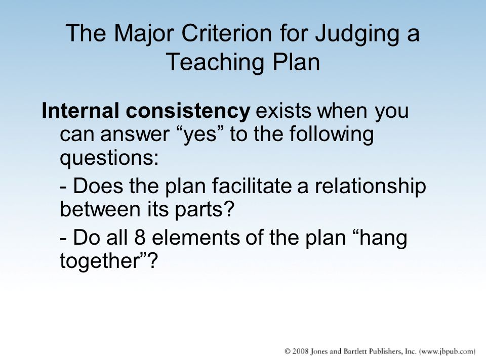 The Major Criterion for Judging a Teaching Plan