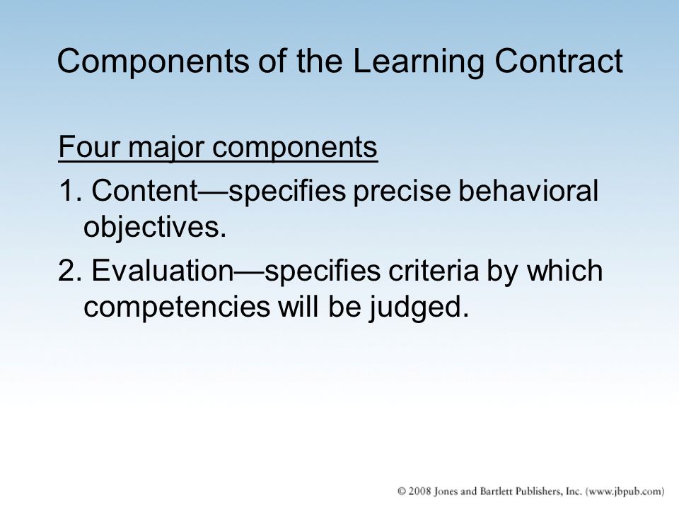 Components of the Learning Contract