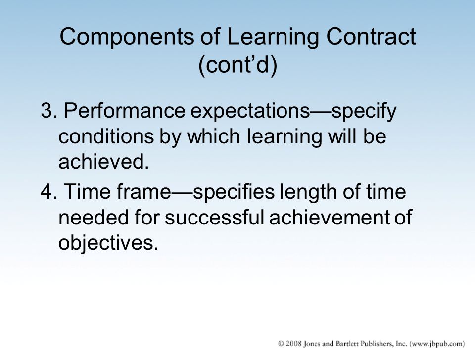 Components of Learning Contract (cont’d)