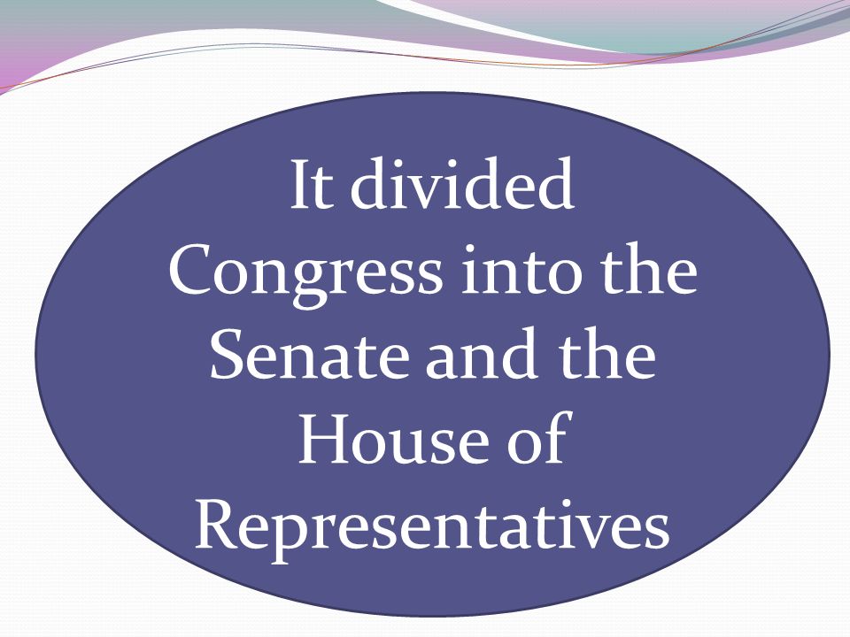 It divided Congress into the Senate and the House of Representatives